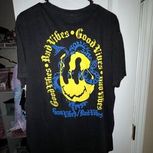 Black T-Shirt with Yellow and Blue Graphic